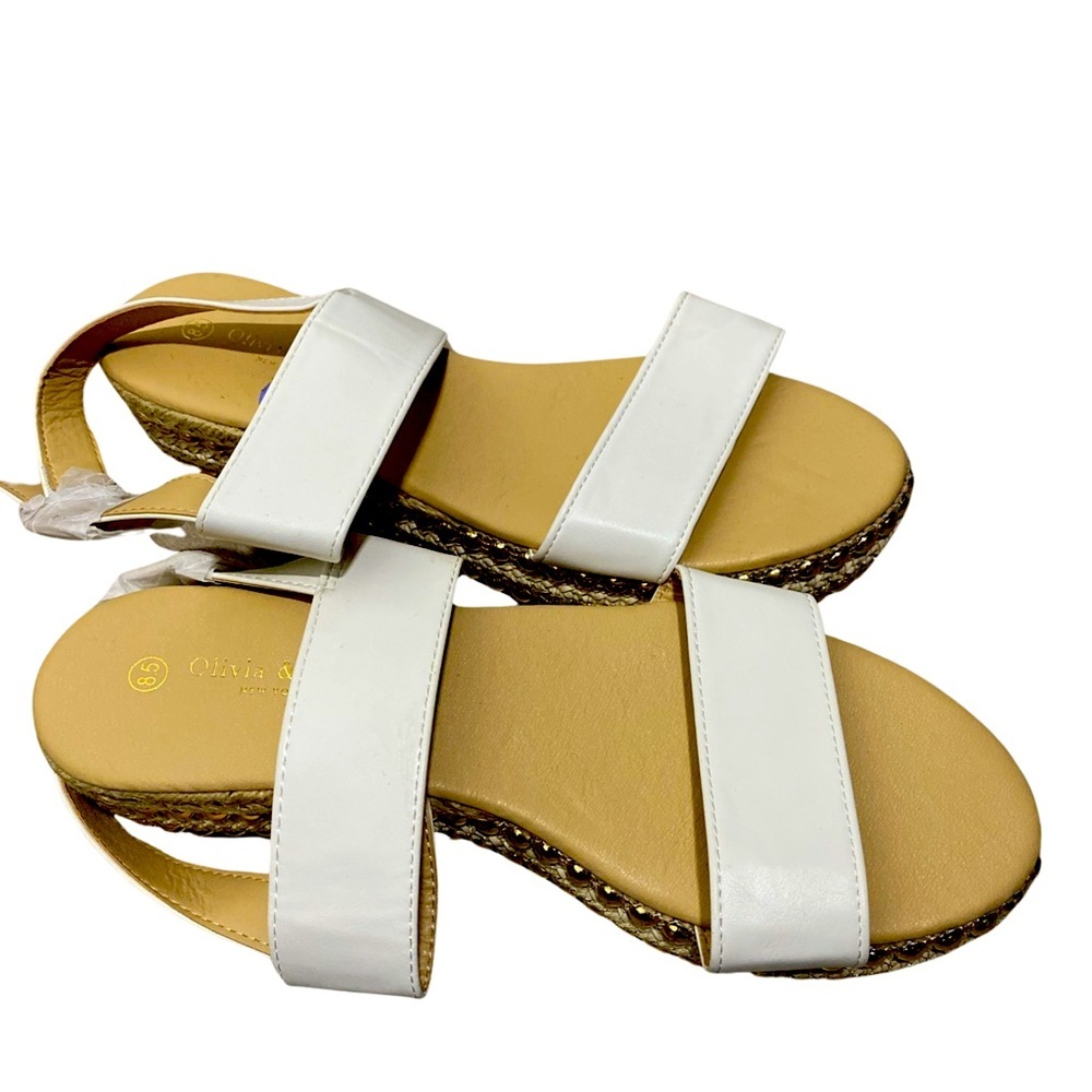 Olivia and Kate White Strap Gold Espadrilles   NWT